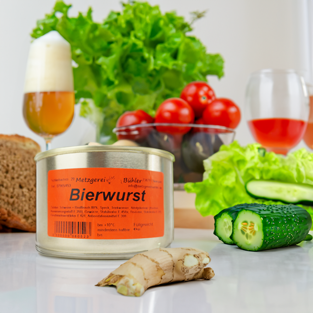 Bayrische Bierwurst Dosenwurst 190g-400g - Wurstkonserve | Metzgerei Bühler