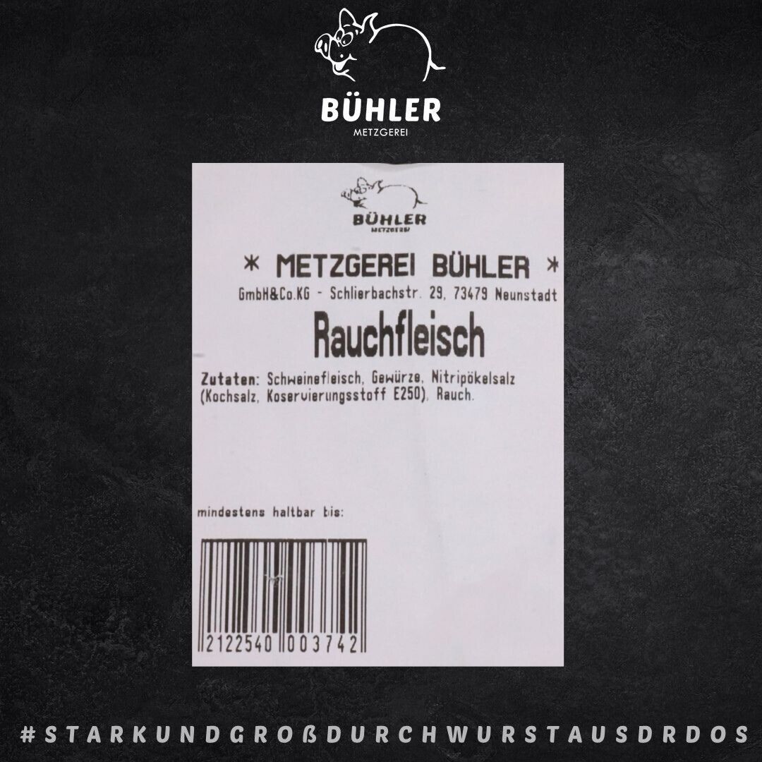 Schweinefleisch Rauchfleisch Schweinerauchfleisch 200g Gramm vakuumiert