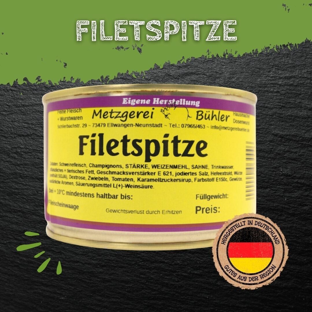 Filetspitzen in Champignon Sahne Sauce Hausmacher Fertiggericht  400g, 800g