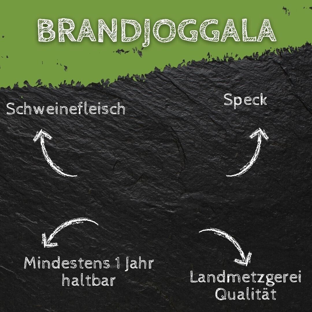 XXL Schwarzgerauchte Brandjoggala 200g Wurst aus Schweinefleisch und Speck geräuchert