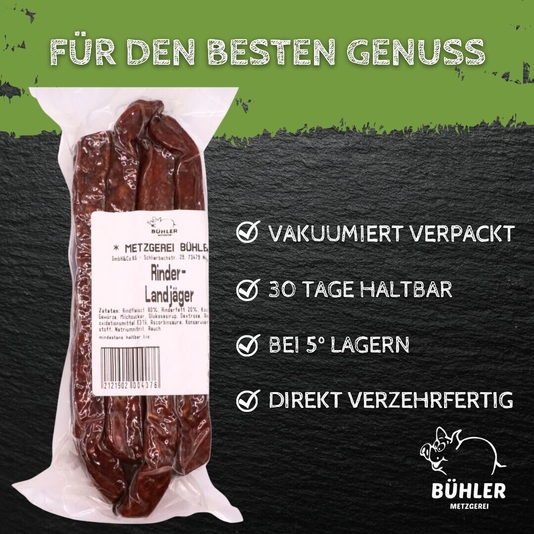 Rinder Landjäger 2 Paar 200g knackige Rohwurst Rauchwurst Minisalami Proviant