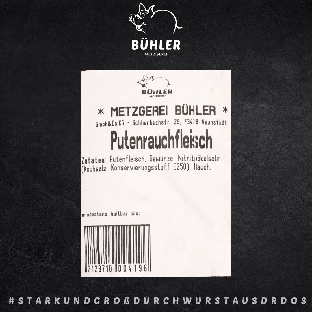 Gerauchtes Putenfleisch Putenschinken Putenrauchfleisch 230g Stück vakuumiert