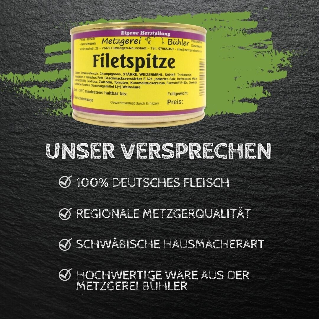 Filetspitzen in Champignon Sahne Sauce Hausmacher Fertiggericht  400g, 800g