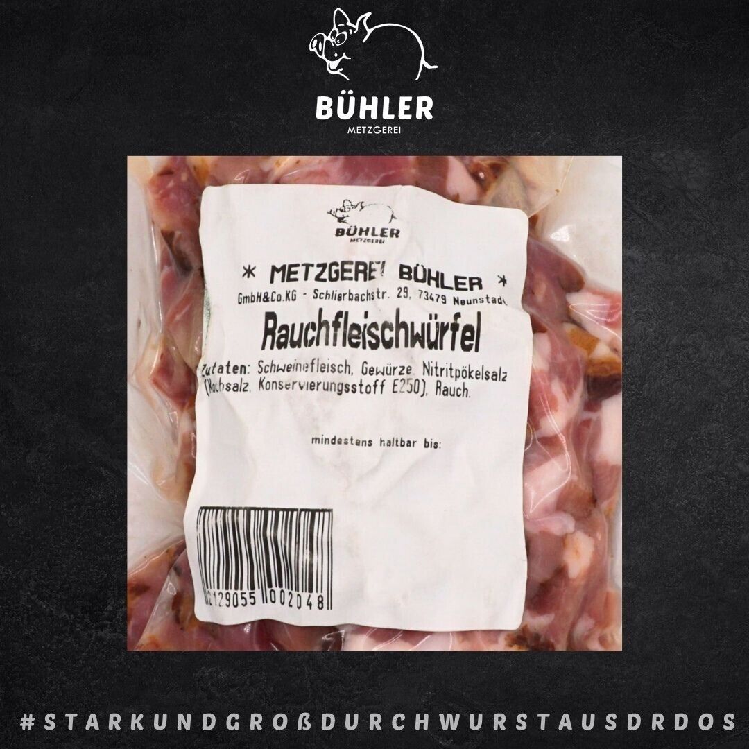 Rauchfleisch geschnitten Schweinefleisch 250g Rauchfleischwürfel vom Schwein
