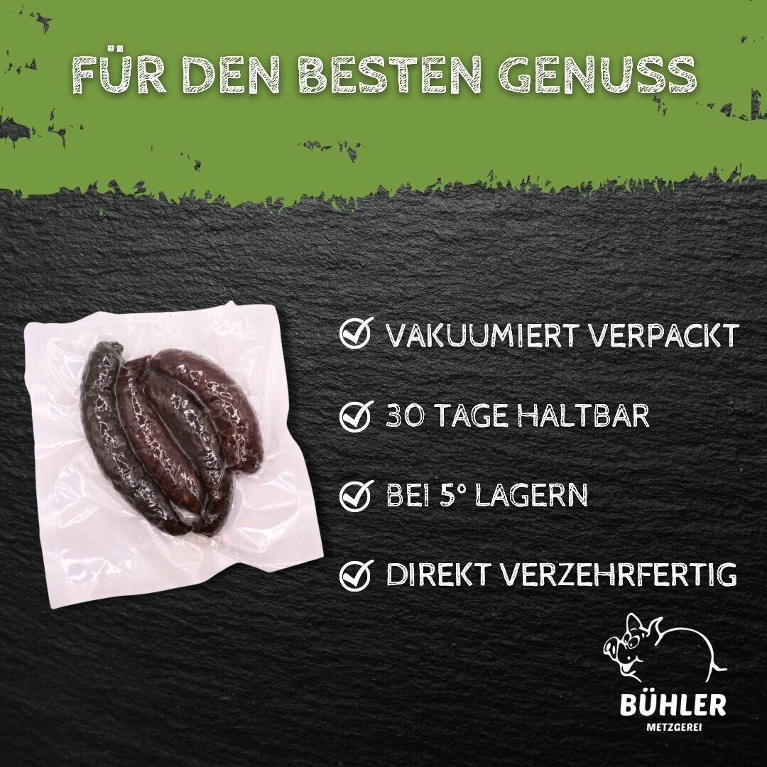 Kaminwurz, Wurst 4 mal Würstchen, Schweinefleisch und Rindfleisch 150g Fleisch