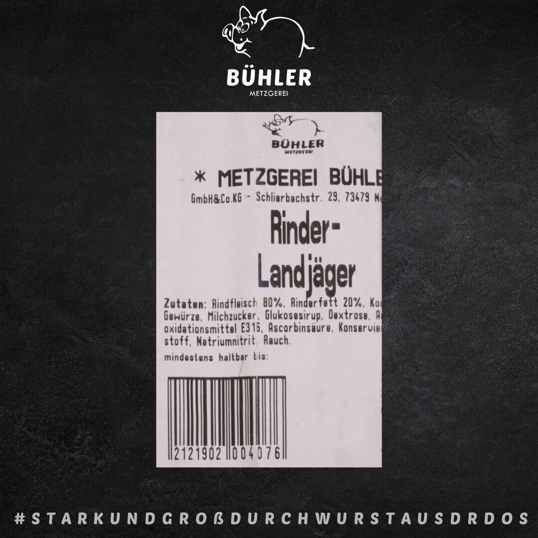 Rinder Landjäger 2 Paar 200g knackige Rohwurst Rauchwurst Minisalami Proviant