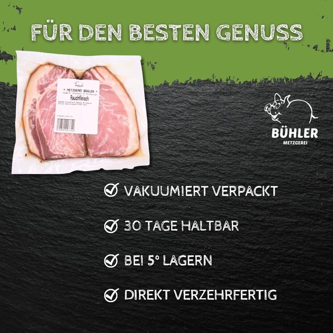Schweinefleisch Rauchfleisch Schweinerauchfleisch 200g Gramm vakuumiert
