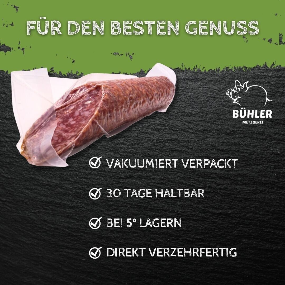 Vespersalami 200g Salami am Stück Rindfleisch + Schweinefleisch geräuchert