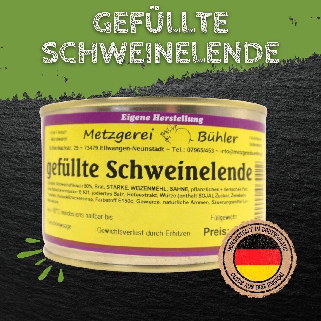 Gefüllte Schweinelende Fertiggericht in der Dose 400g, 800g Fleischkonserve