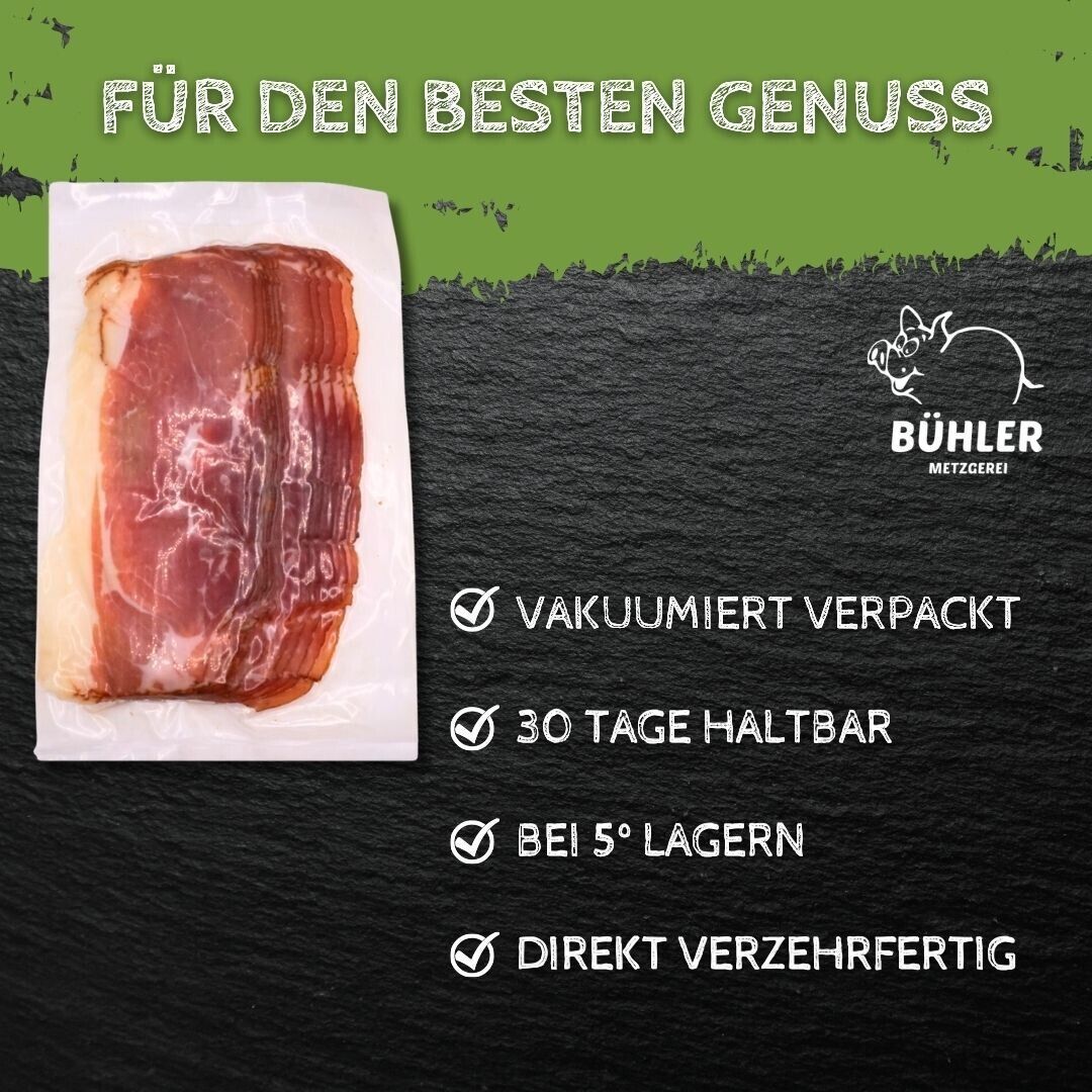 Schwarzwälder Schinken 130g geschnitten Räucherschinken für Brotzeit vom Schwein