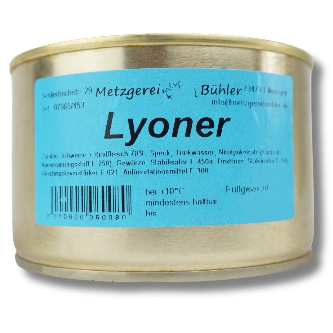 Fleischwurst / Lyoner Dosenwurst 120g-390g - Wurstkonserve | Metzgerei Bühler