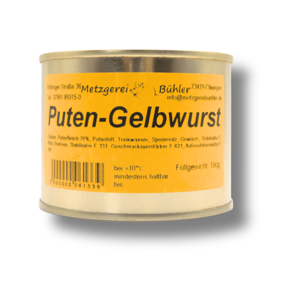 Puten Gelbwurst 190g Dosenwurst Wurstkonserve Metzgerei Bühler Putenfleisch