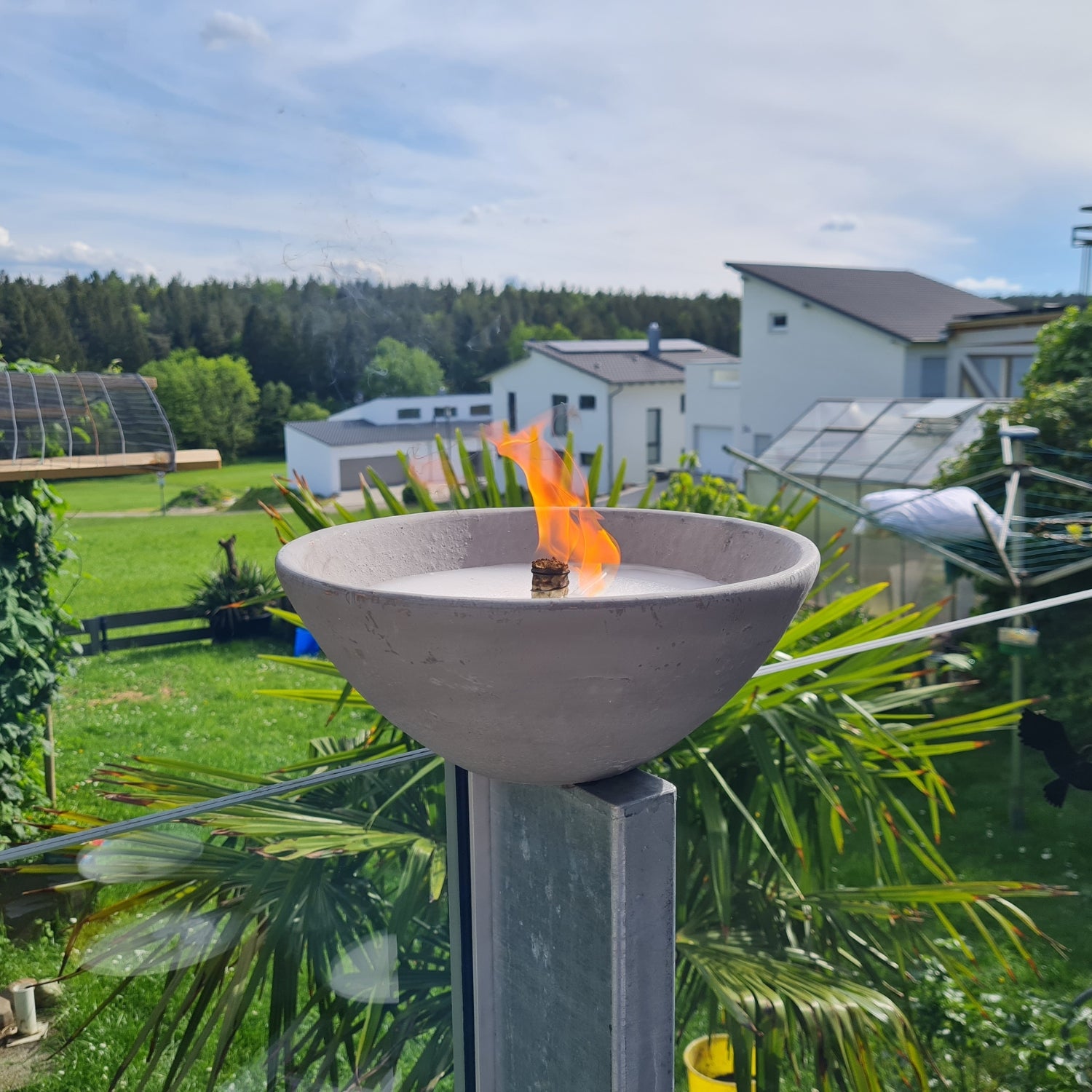 Schwabenfire Outdoorkerze aus Terrakotta mit Dauerdocht Grau 100% Handgemacht Made in Germany Wiederverwendbare Kerzendeko