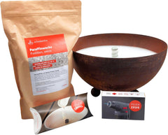 Schwabenfire Outdoor Kerze in Edelrost Schale mit Dauerdocht Wachsfresser