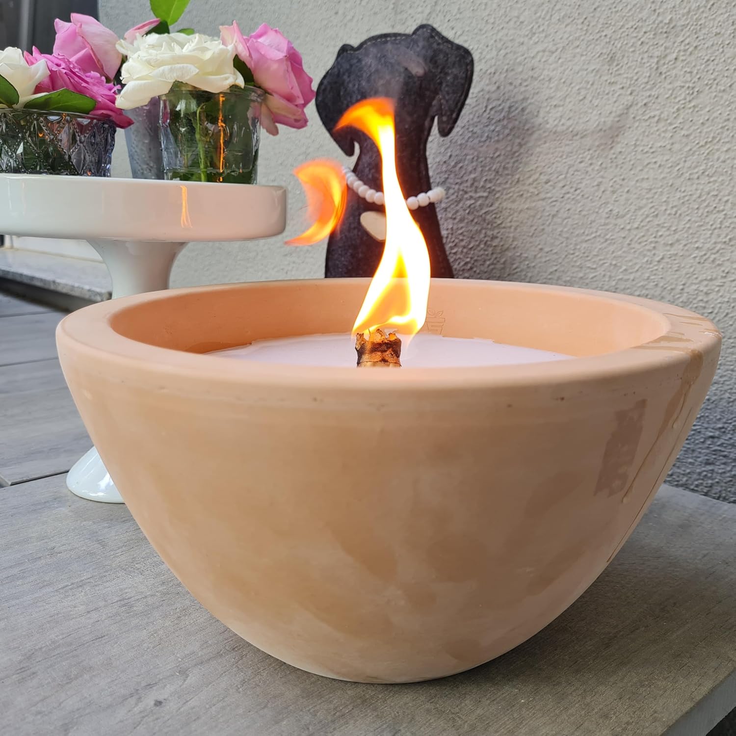 Schwabenfire Outdoor Kerze Terrakotta Natur 24cm mit Dauerdocht Wachsfresser