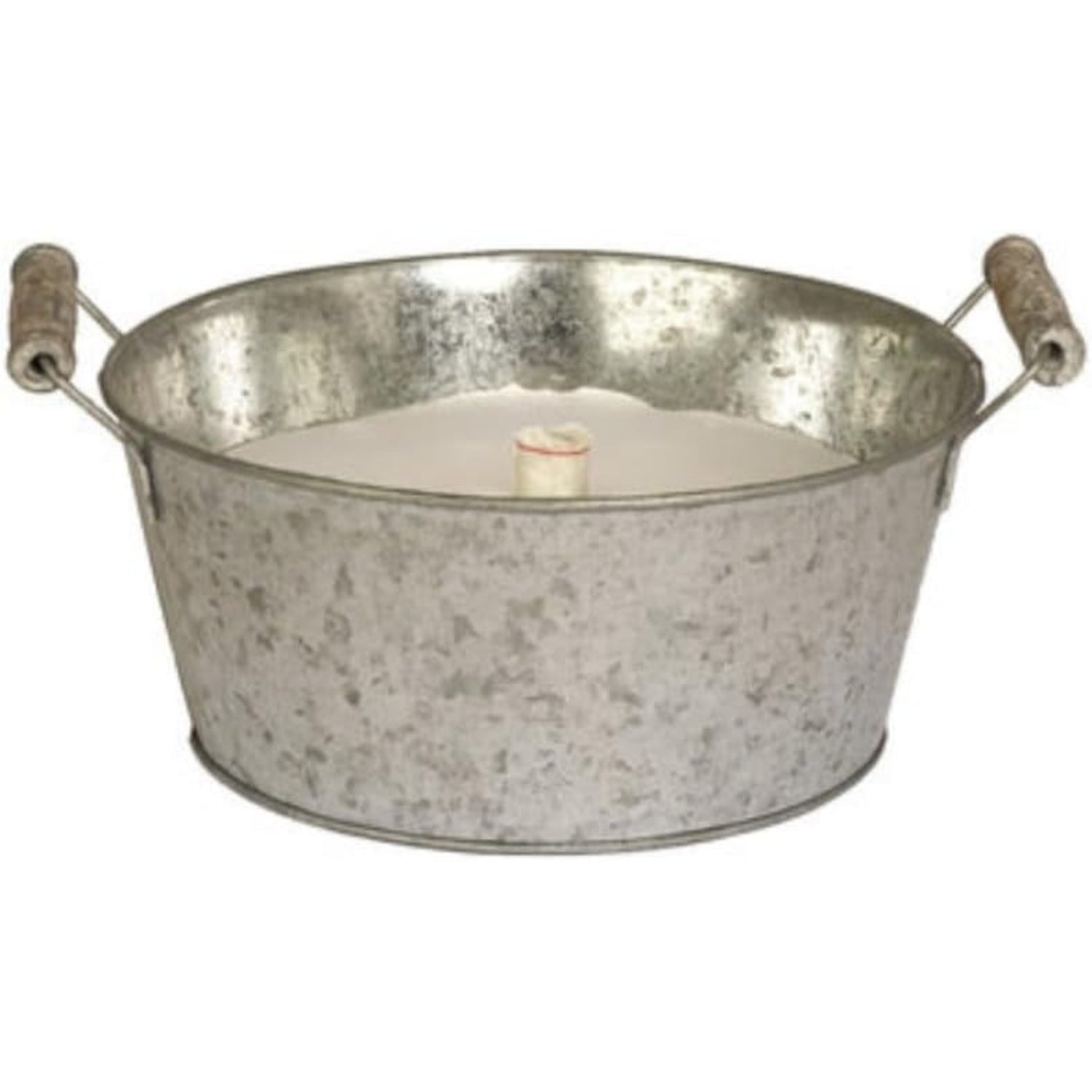 Schwabenfire Kleine Outdoor mit Dauerdocht Kerze in Zink-Schale mit Henkel, 16,5cm Durchmesser, Leicht & Stabil Stimmungsvolles Geschenk