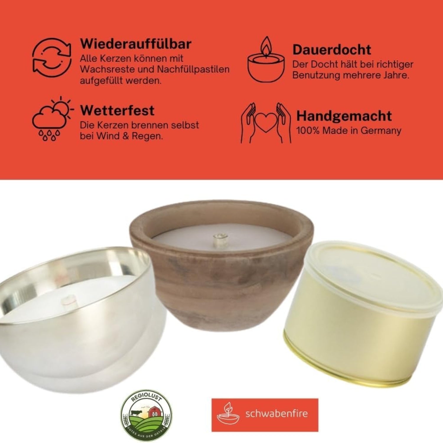 Schwabenfire Outdoor-Kerze Baukasten Set kerzen selber machen Set Kerzen Bauset